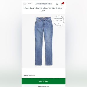 Abercrombie 90s Slim Straight Ultra High Rise CUT HEMS